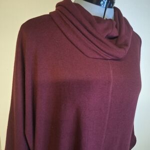 Elegant Maroon Cowl Neck Fringed Sweater Size Large